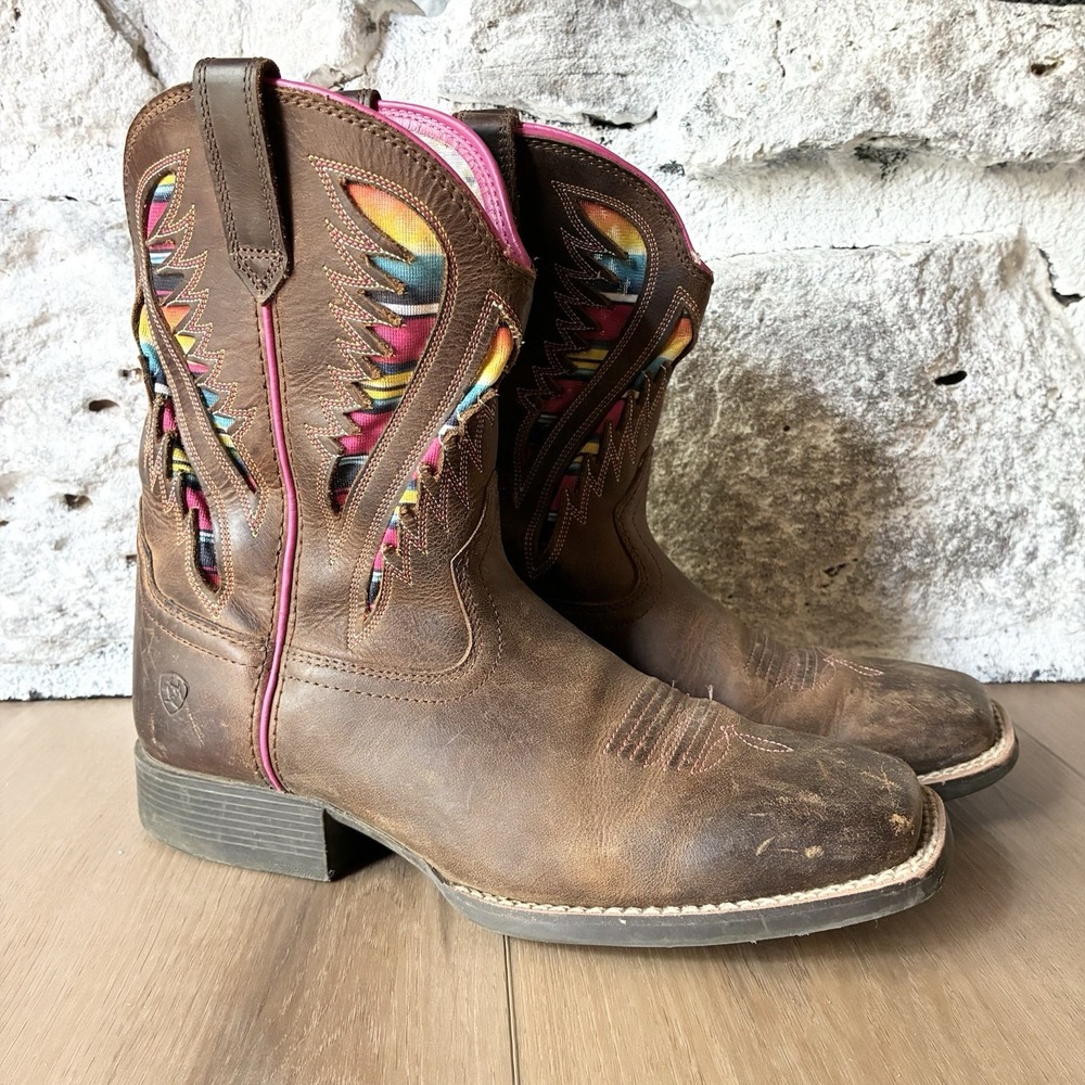 Ariat Quickdraw VentTEK Western Square Toe Colorful Cowgirl Boots Girls 5